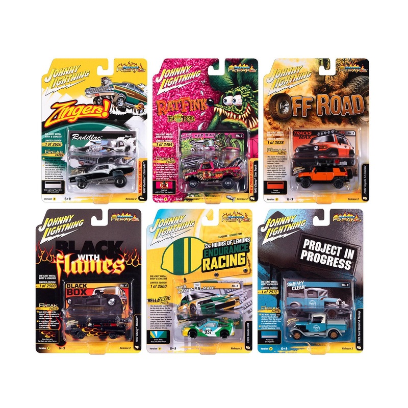 “Street Freaks” 2023 Set B of 6 Cars Release 2 1/64 Diecast Model Cars by Johnny Lightning