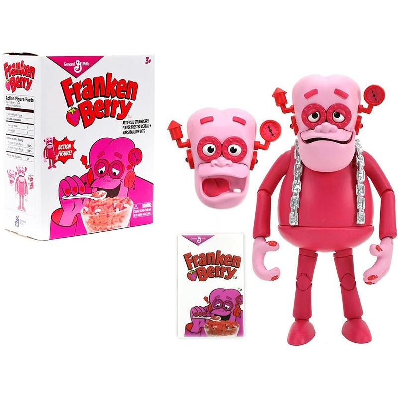 Franken Berry 6.25″ Moveable Figurine with Alternate Head and Cereal Box “General Mills” 1/12 Scale by Jada