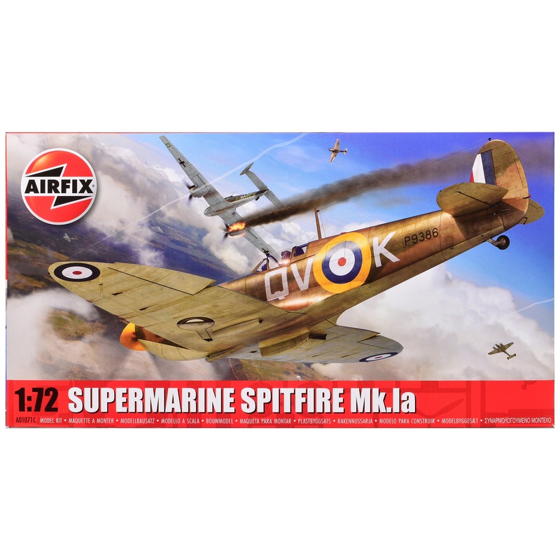 Level 1 Model Kit Supermarine Spitfire Mk.Ia Fighter Aircraft 1/72 Plastic Model Kit by Airfix