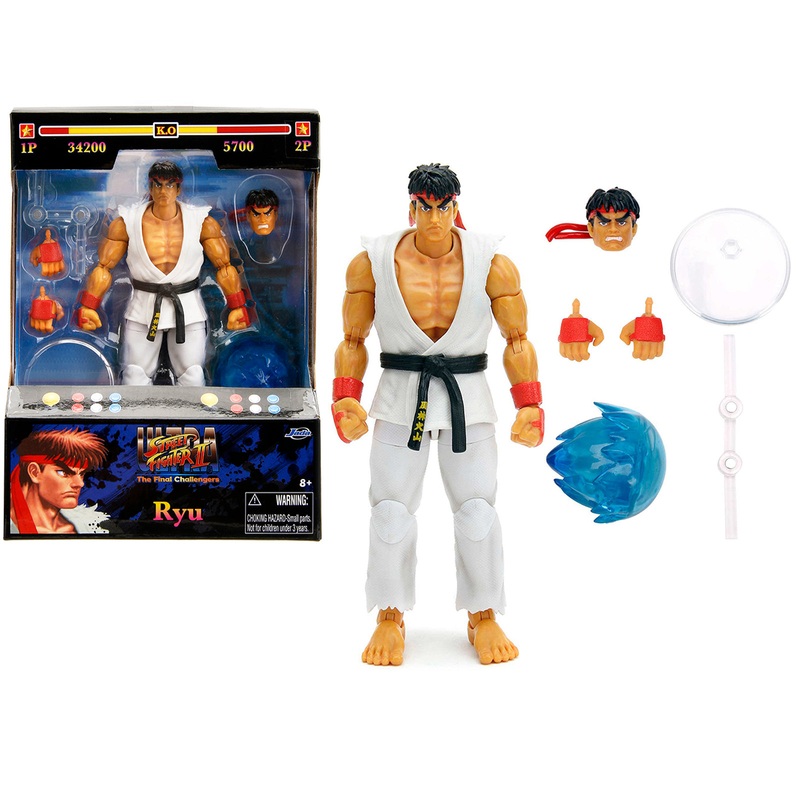 Ryu 6″ Moveable Figure with Accessories and Alternate Head and Hands “Ultra Street Fighter II: The Final Challengers” (2017) Video Game model by Jada
