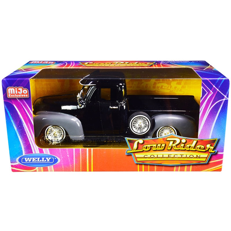 1953 Chevrolet 3100 Pickup Truck Black and Gray “Low Rider Collection” 1/24 Diecast Model Car by Welly