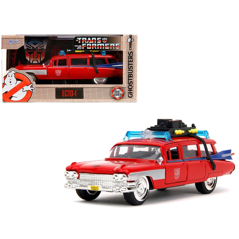 1959 Cadillac Ambulance Ecto-1 Red “Transformers” TV Series – “Ghostbusters” (1984) Movie Crossover “Hollywood Rides” Series 1/32 Diecast Model Car by Jada