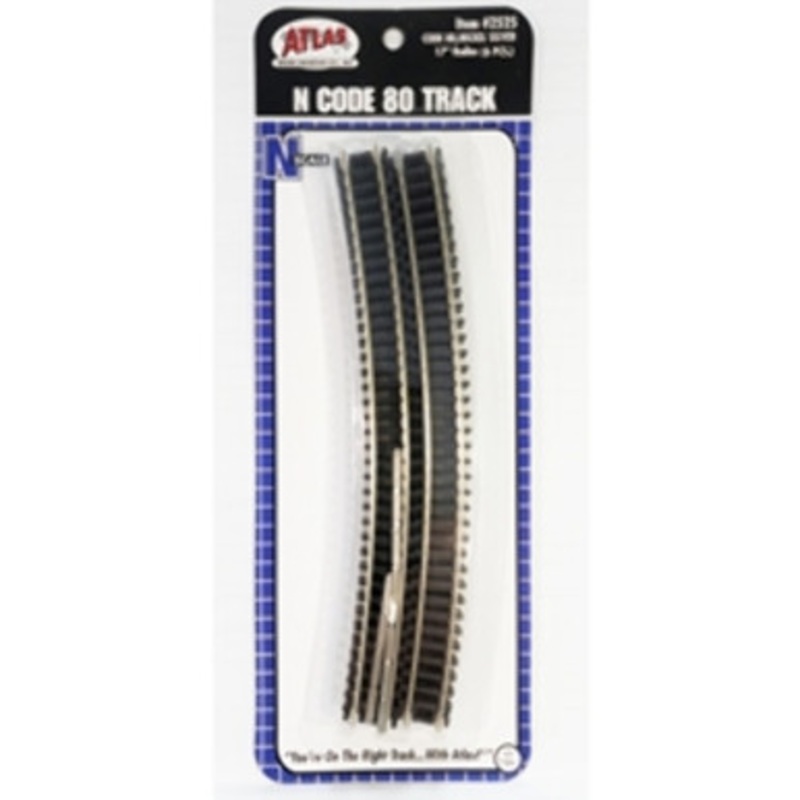 Atlas 2525 N Scale 17″ Radius Track Pack of 6