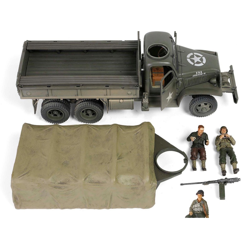 GMC CCKW-353B Cargo Truck with Cover “1st Infantry Division Weymouth England World War II” (1944) United States Army with Figures “Armoured Fighting Vehicle” Series 1/32 Diecast Model by Forces of Valor