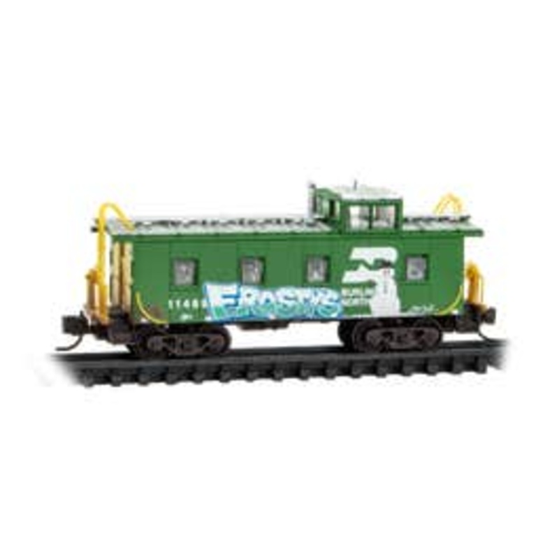 Micro Trains 10044063 N Scale 36' Riveted Steel Caboose Burlington Northern Christmas Graffiti Caboose