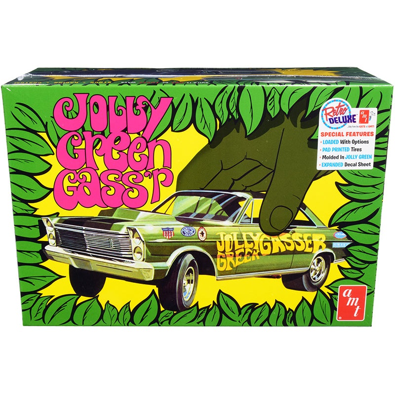 Skill 2 Model Kit 1965 Ford Galaxie “Jolly Green Gasser” 3-in-1 Kit 1/25 Scale Model by AMT