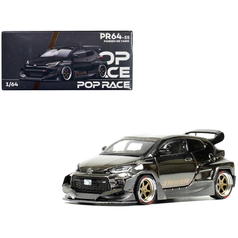 Toyota “Pandem” GR Yaris RHD (Right Hand Drive) Dark Chrome 1/64 Diecast Model Car by Pop Race