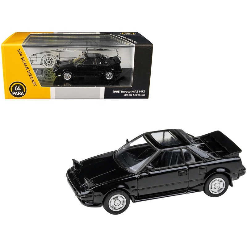 1985 Toyota MR2 MK1 Black Metallic with Sunroof 1/64 Diecast Model Car by Paragon Models