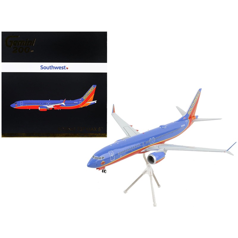 Boeing 737 MAX 8 Commercial Aircraft “Southwest Airlines” Blue and Red “Gemini 200” Series 1/200 Diecast Model Airplane by GeminiJets