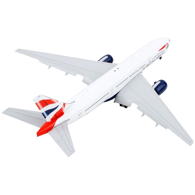 Boeing 777-200ER Commercial Aircraft with Flaps Down “British Airways” White with Tail Stripes 1/400 Diecast Model Airplane by GeminiJets