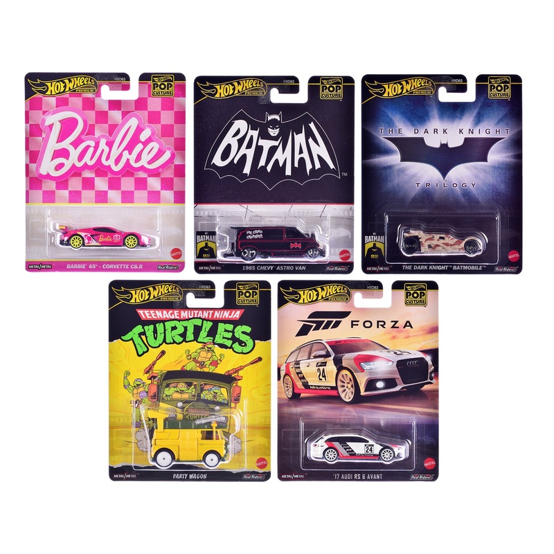 “Pop Culture 2024” 5 piece Set E “Premium Series” Diecast Model Cars by Hot Wheels