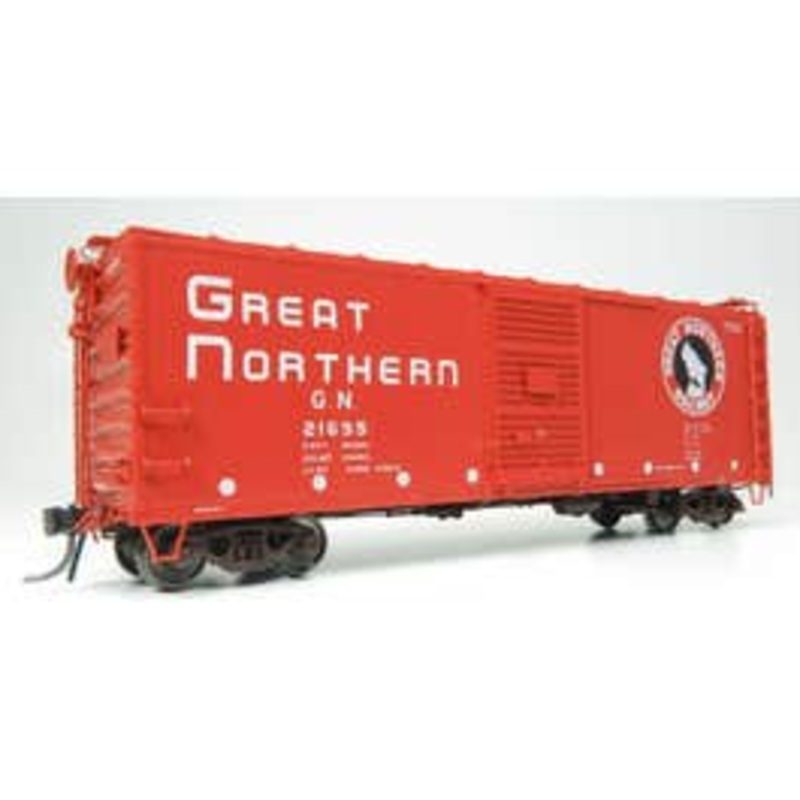 Rapido 155002a HO GN 40' Boxcar w/ Early IDNE Great Northern – Chinese Red, Single Car
