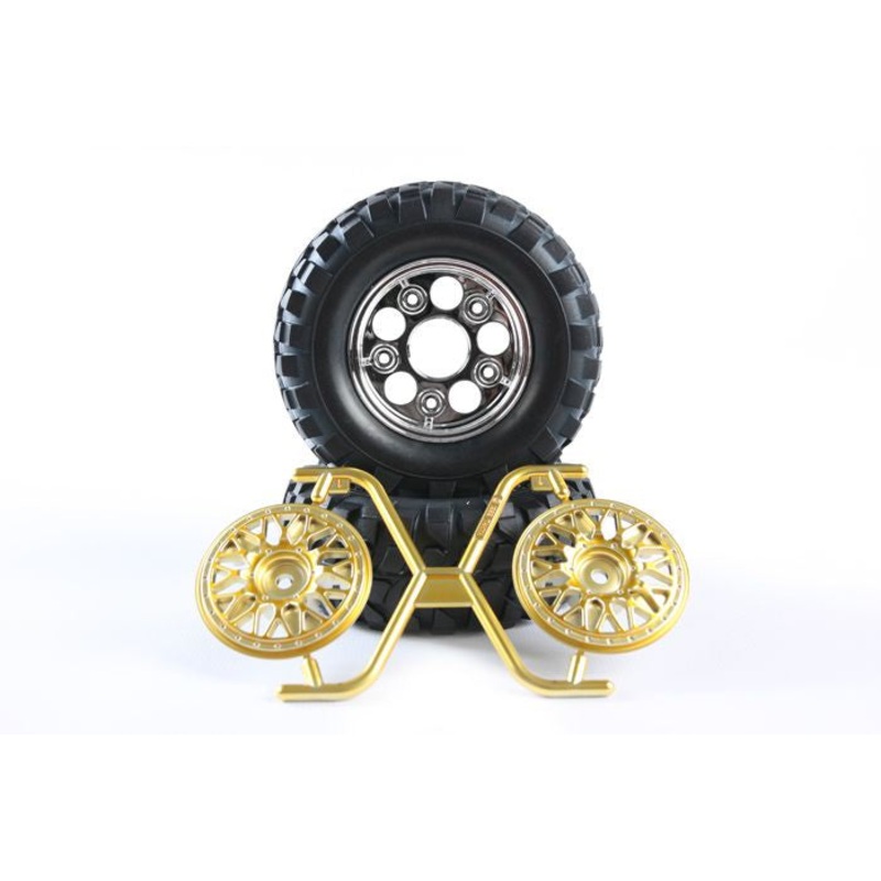 Tamiya – Rock Block Tyres w/2 Piece Mesh Wheel (2)