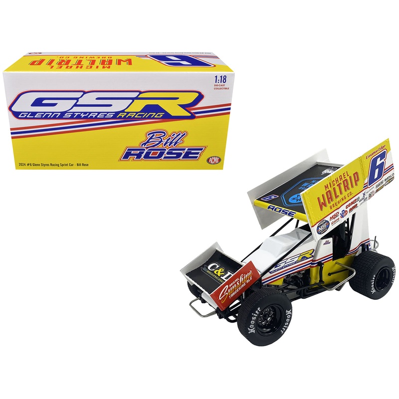 Winged Sprint Car #6 Bill Rose “Michael Waltrip Brewing Co.” Glenn Styres Racing “World of Outlaws” (2024) 1/18 Diecast Model Car by ACME