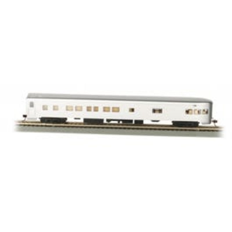 Bachmann #14308 Unlettered Aluminum Smooth-Side Observation Car w/ Lighted Interior