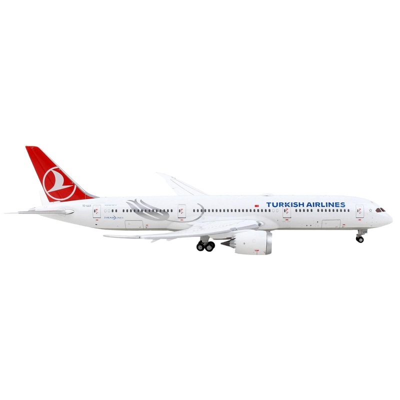 Boeing 787-9 Commercial Aircraft with Flaps Down “Turkish Airlines” White with Red Tail 1/400 Diecast Model Airplane by GeminiJets