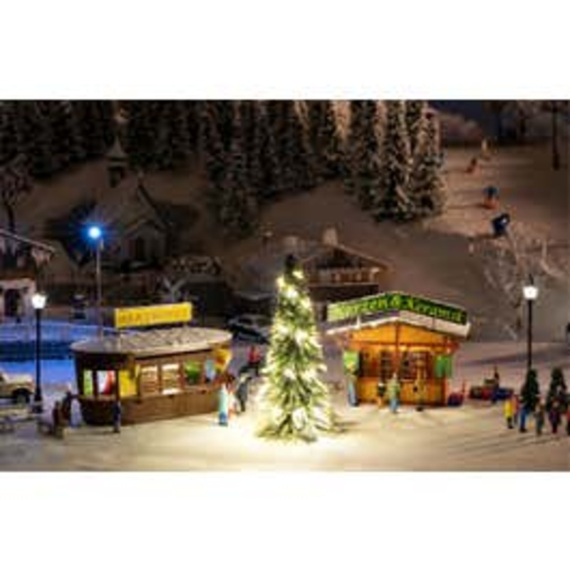 Faller 134002  HO  Christmas market stands with illuminated Christmas tree kit