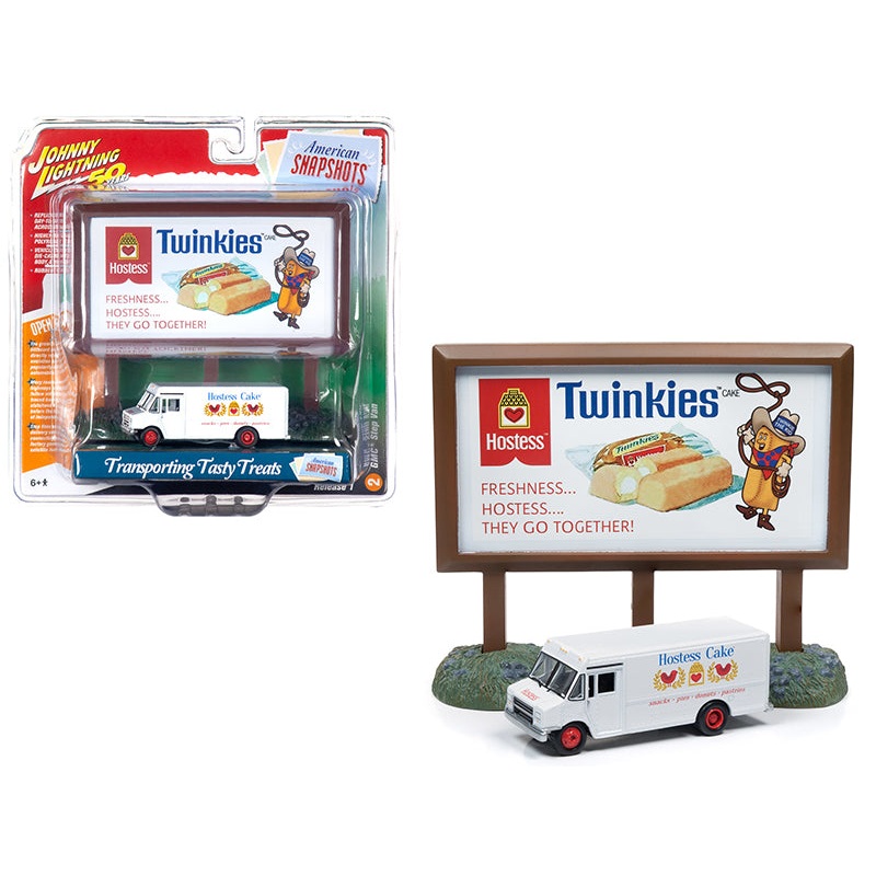 GMC Step Van White with “Hostess” Country Billboard “Johnny Lightning 50th Anniversary” 1/64 Diecast Model by Johnny Lightning