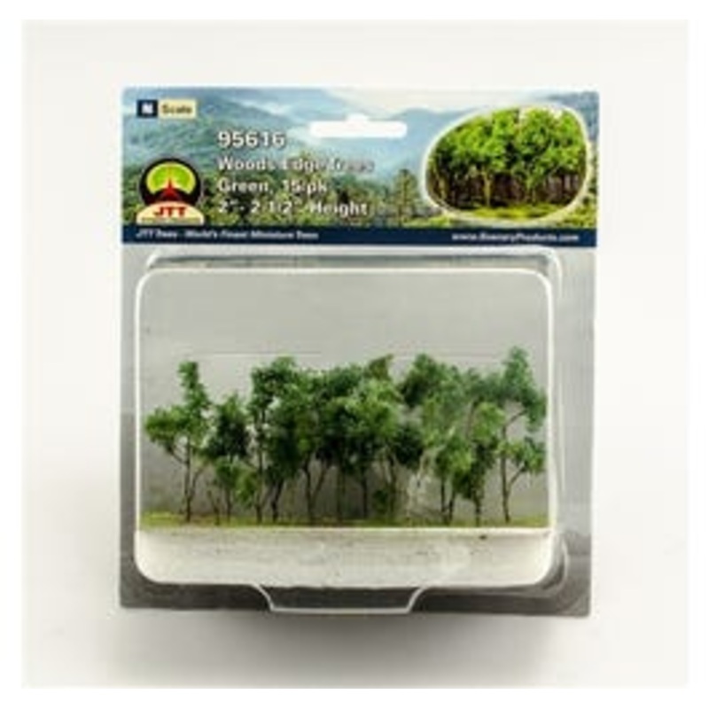 JTT 95616 N Woods Edge Trees, Green, 2″ to 2.5″, 15/pk