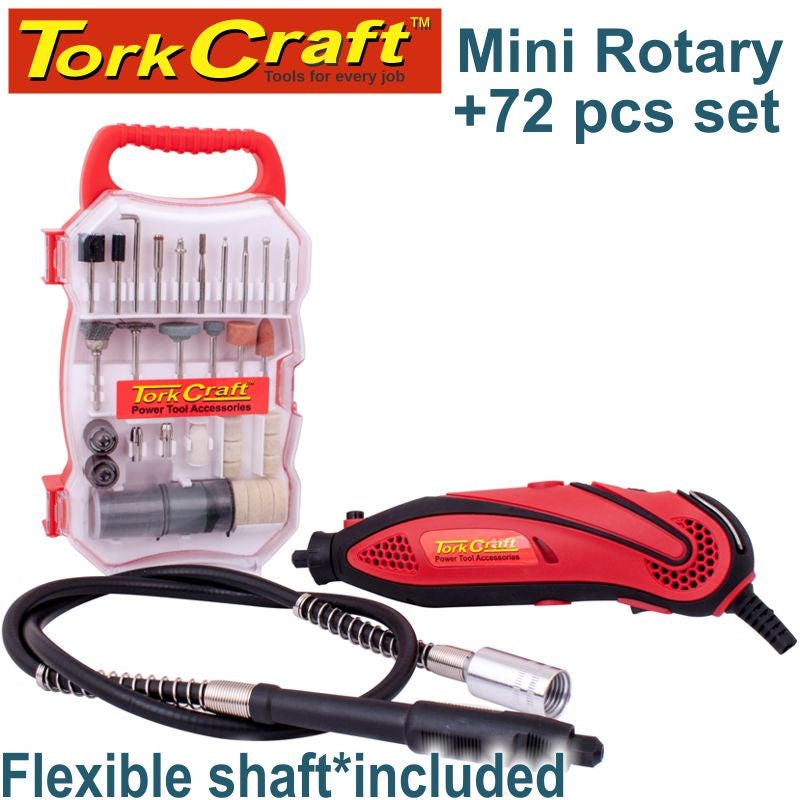 Tork Craft – Mini Rotary Tool & 72 PC Accessory Set