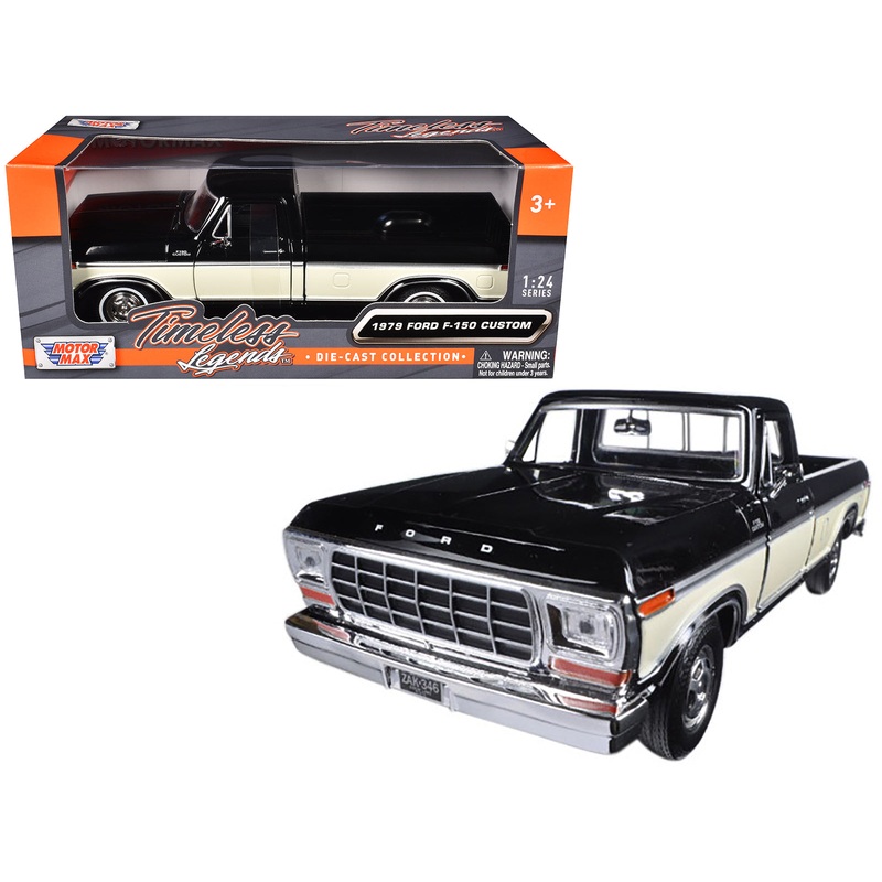 1979 Ford F-150 Pickup Truck 2 Tone Black/Cream 1/24 Diecast Model Car by Motormax