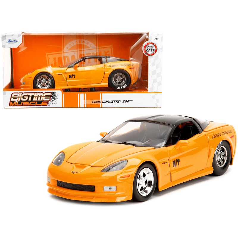 2006 Chevrolet Corvette Yellow with Black Top “Mickey Thompson” “Bigtime Muscle” Series 1/24 Diecast Model Car by Jada