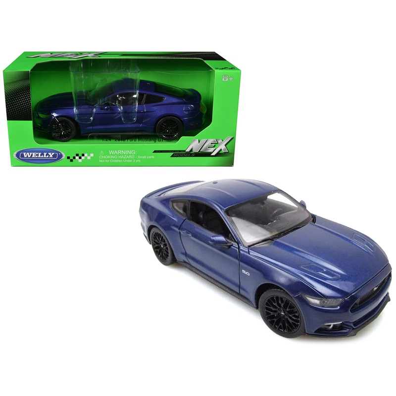 2015 Ford Mustang GT 5.0 Blue Metallic “NEX Models” Series 1/24 Diecast Model Car by Welly