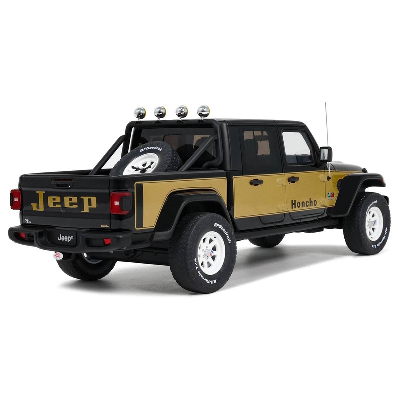 2020 Jeep Gladiator Honcho Pickup Truck Black and Gold 1/18 Model Car by GT Spirit