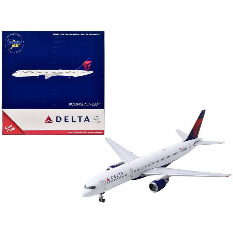 Boeing 757-200 Commercial Aircraft “Delta Air Lines” (N683DA) White with Red and Blue Tail 1/400 Diecast Model Airplane by GeminiJets