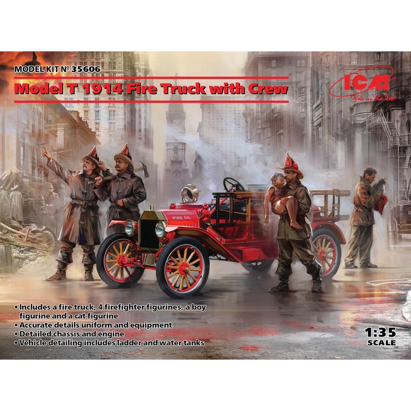 ICM – 1/35 Ford T 1914 Fire Truck w/ Crew