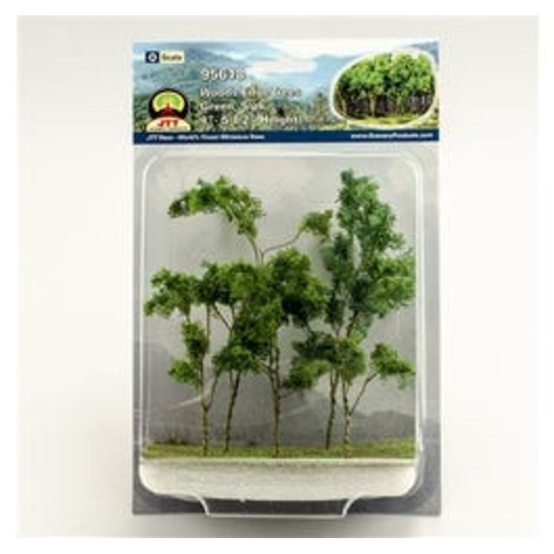 JTT 95618 O Woods Edge Trees, Green, 4″ to 5.5″, 5/pk