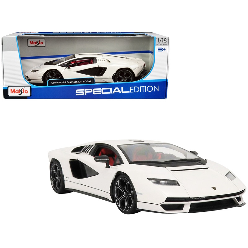 Lamborghini Countach LPI 800-4 White with Black Accents and Red Interior “Special Edition” 1/18 Diecast Model Car by Maisto