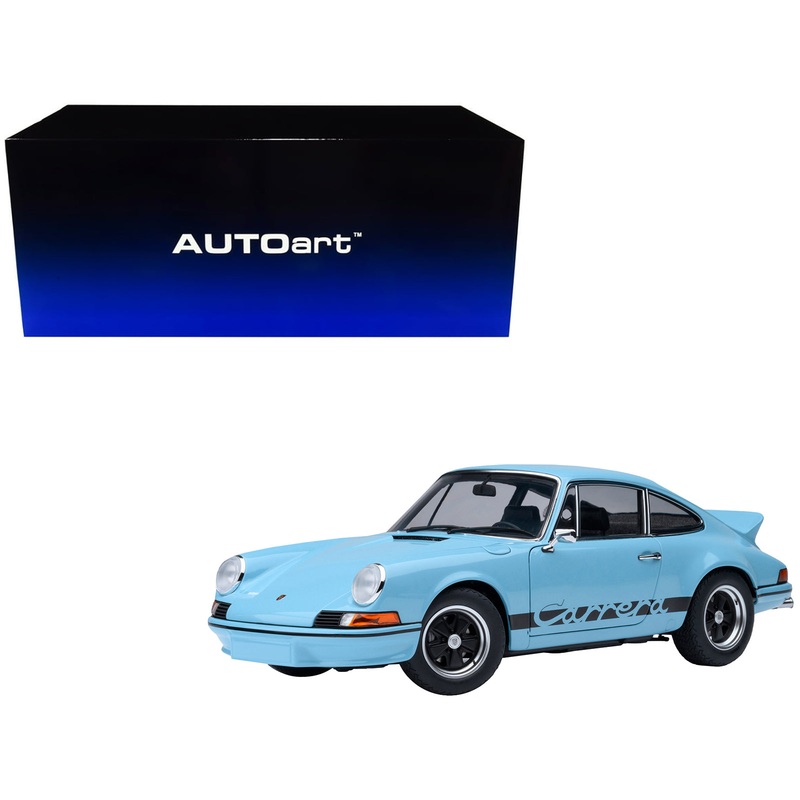 Porsche 911 Carrera 2.7 RS Gulf Blue with Black Stripes and Wheels 1/18 Model Car by Autoart