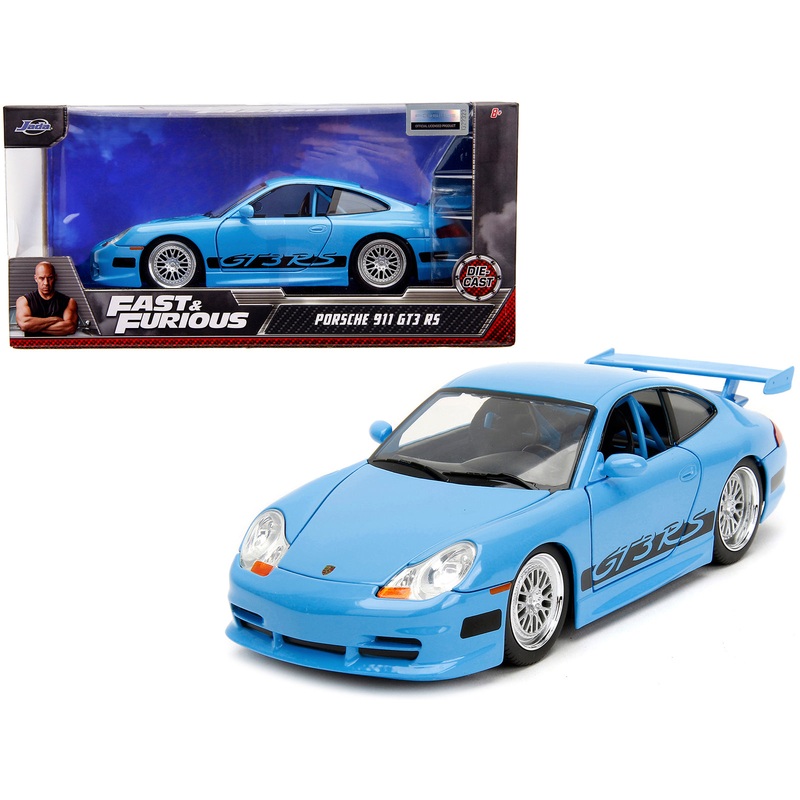 Porsche 911 GT3 RS Light Blue with Black Accents “Fast & Furious” Movie 1/24 Diecast Model Car by Jada