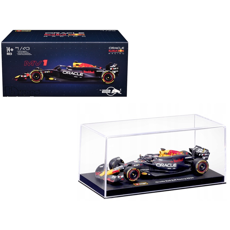 Red Bull Racing RB20 #1 Max Verstappen “Oracle” Formula One F1 World Championship (2024) with Driver Figure and Display Case “Race” Series 1/43 Diecast Model Car by Bburago