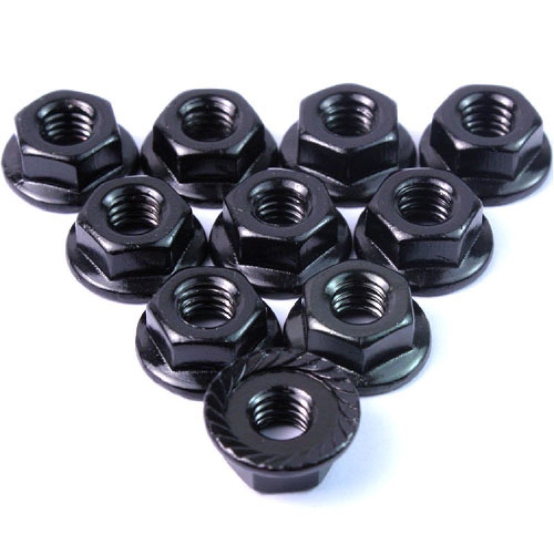 Yeah Racing – 4mm Aluminum Serrated Lock Nut 10pcs Black
