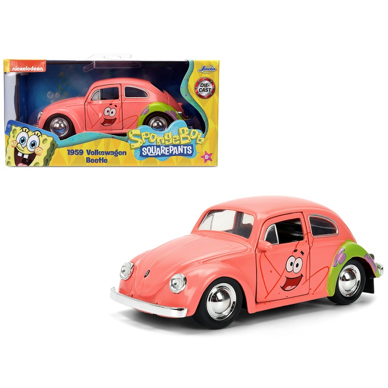 1959 Volkswagen Beetle “Patrick Star” Livery Pink “SpongeBob SquarePants” (1999-Current) TV Series “Hollywood Rides” Series 1/32 Diecast Model Car by Jada