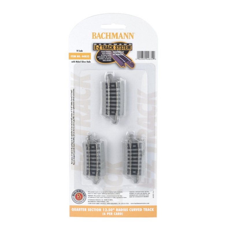 Bachmann 44832 N Scale Quarter Section 12.50″ Radius Curved Track