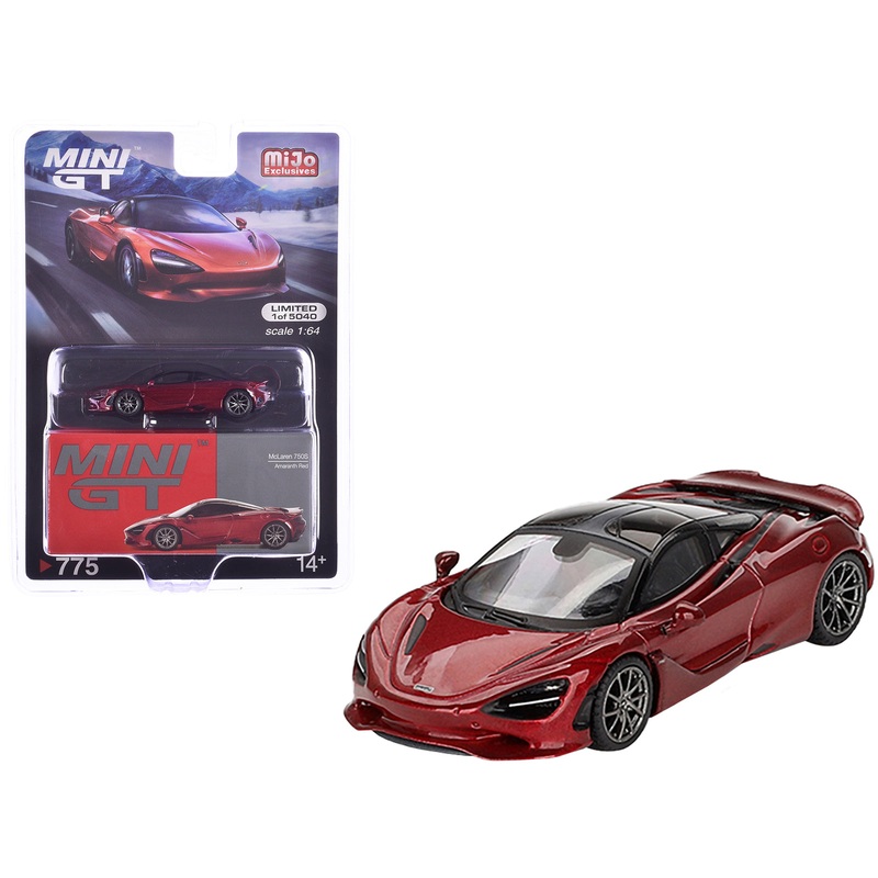 McLaren 750S Amaranth Red Metallic with Black Top Limited Edition to 5040 pieces Worldwide 1/64 Diecast Model Car by Mini GT