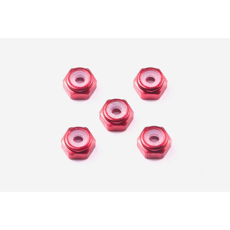 Tamiya – 2mm Alu. Lock Nut Red (5)