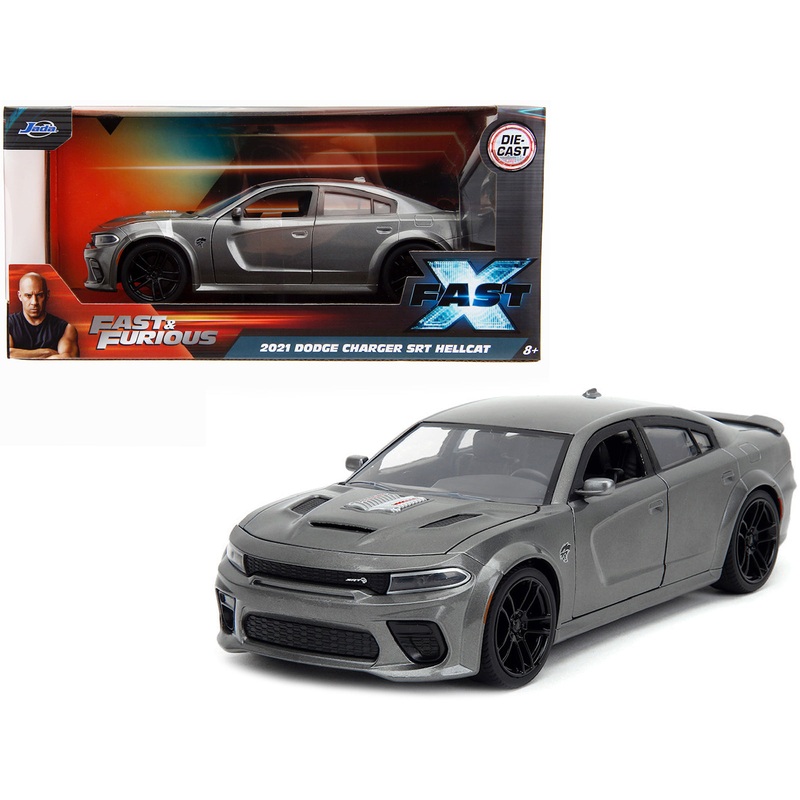 2021 Dodge Charger SRT Hellcat Gray Metallic “Fast X” (2023) Movie “Fast & Furious” Series 1/24 Diecast Model Car by Jada