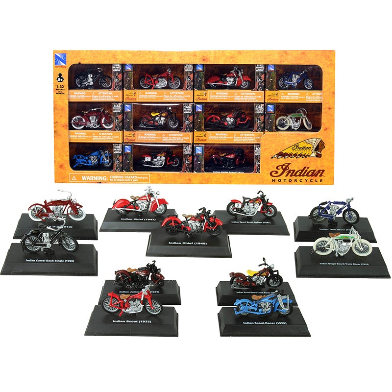 “Indian Motorcycle” Set of 11 pieces 1/32 Diecast Motorcycle Models by New Ray