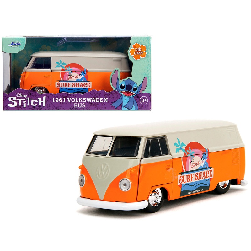 1961 Volkswagen Bus “Stitch’s Surf Shack” Orange and Gray “Disney’s Stitch” “Hollywood Rides” Series 1/32 Diecast Model Car by Jada