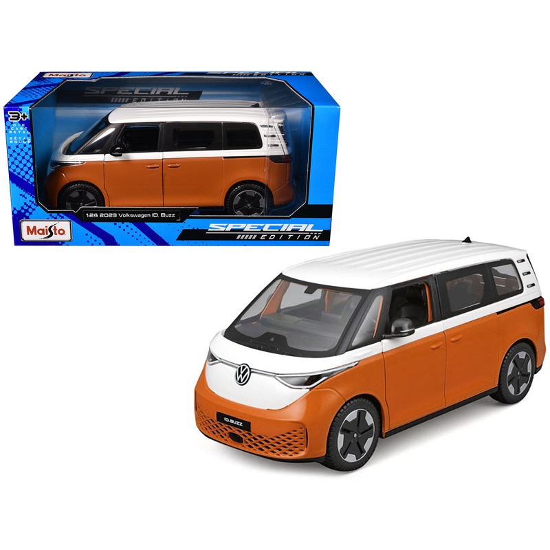 2023 Volkswagen ID. Buzz Van Orange and White “Special Edition” Series 1/24 Diecast Model Car by Maisto