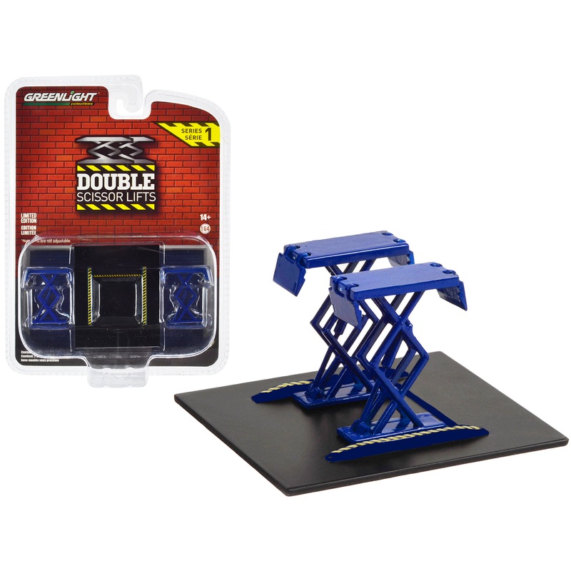 Automotive Double Scissor Lift Blue “Double Scissor Lifts” Series 1 1/64 Diecast Model by Greenlight