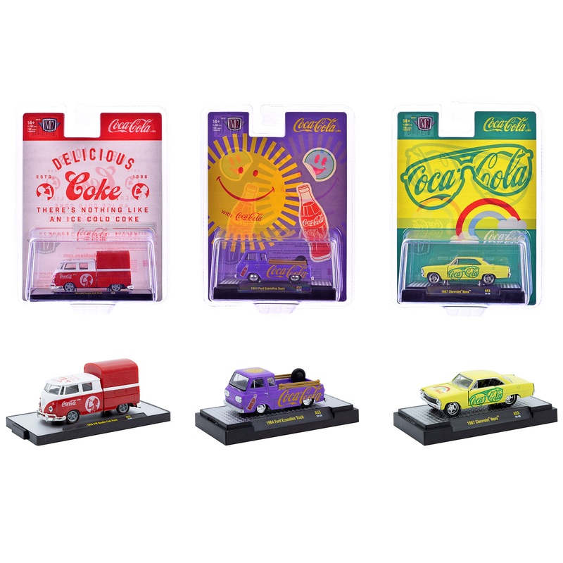 “Coca-Cola” Set of 3 pieces Release 53 Limited Edition to 10000 pieces Worldwide 1/64 Diecast Model Cars by M2 Machines