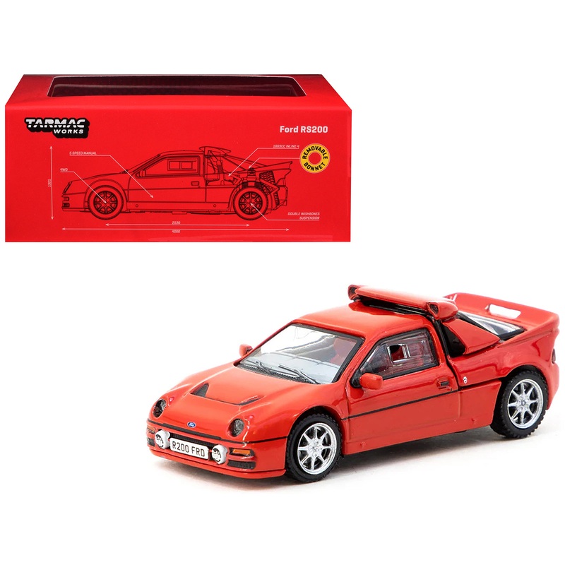 Ford RS200 Red “Hobby64” Series 1/64 Diecast Model Car by Tarmac Works