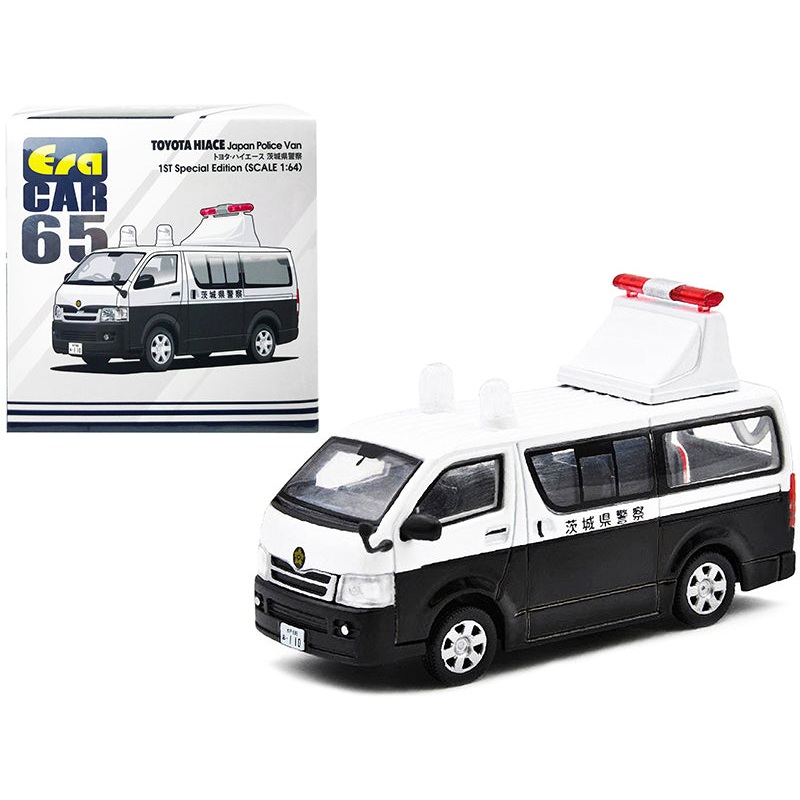 Toyota Hiace Japan Police Van White and Black “1st Special Edition” 1/64 Diecast Model Car by Era Car