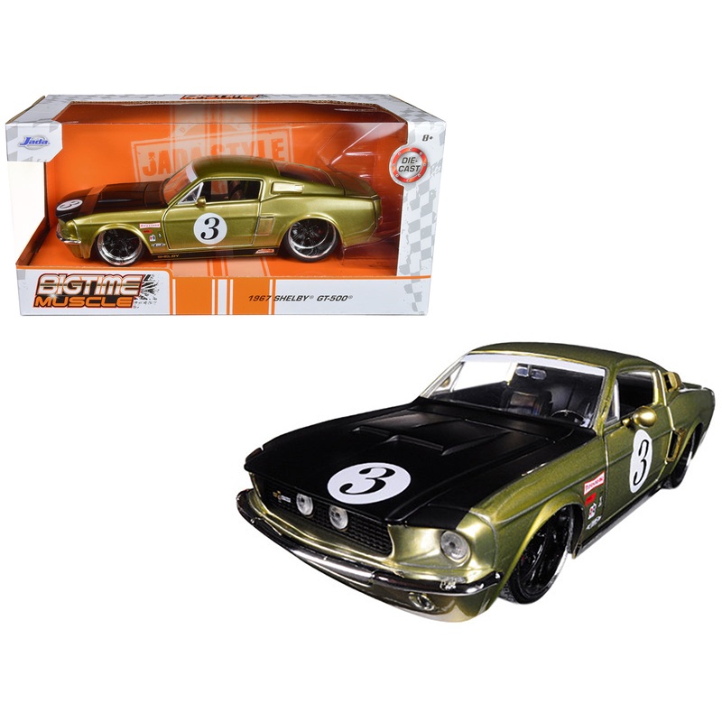 1967 Ford Shelby GT-500 #3 Gold with Matt Black Hood “Big Time Muscle” 1/24 Diecast Model Car by Jada