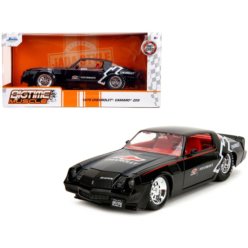 1979 Chevrolet Camaro Z28 “Chevrolet Performance” Black with Carbon Hood and Red Interior “Bigtime Muscle” Series 1/24 Diecast Model Car by Jada